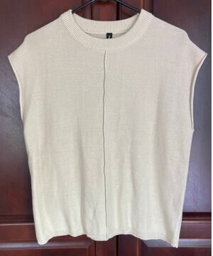 PrinStory - Lagenlook Effortless Chic Minimalist Sleeveless Sweater - M